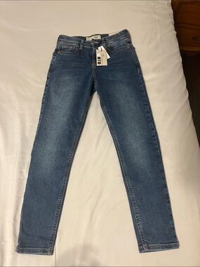 Topshop Dark Blue Skinny Jeans with Subtle Fade